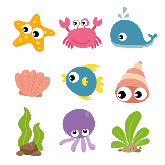 Free Vector | Sea animals collection