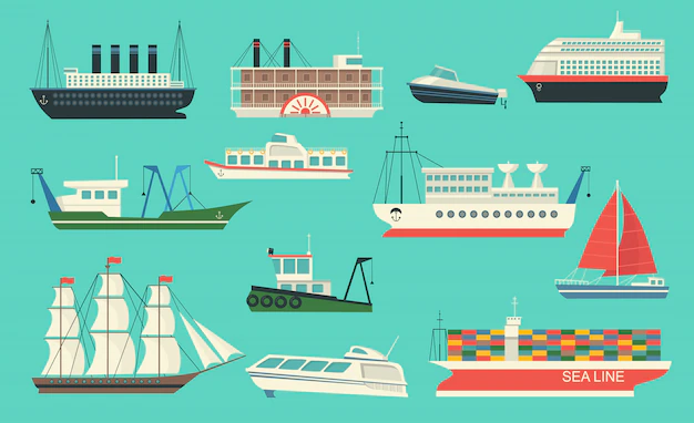 Free Vector | Sea transport set