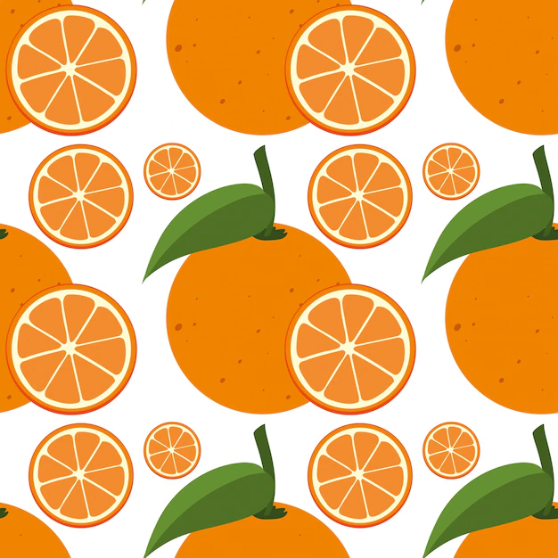Free Vector | Seamless background template with fresh oranges