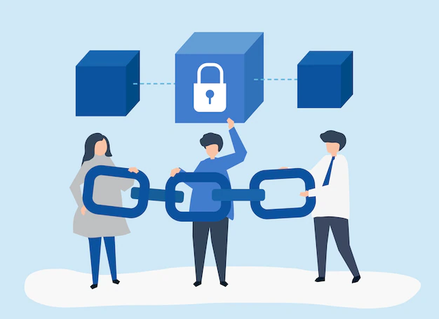 Free Vector | Security concept illustration of people holding a chain