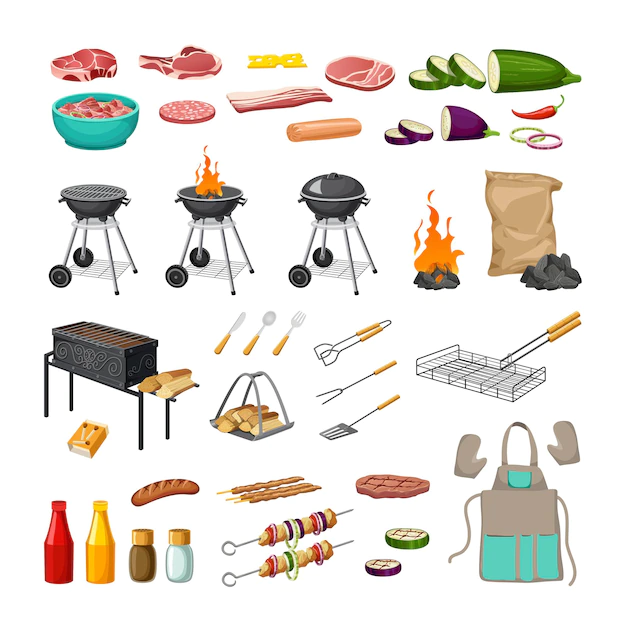 Free Vector | Set barbecue grill.