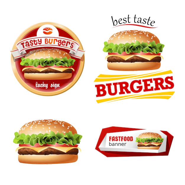 Free Vector | Set beautiful realistic icons of fast food
