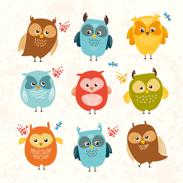 Free Vector | Set cute owls