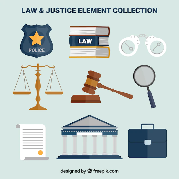 Free Vector | Set de elementos de derecho y justicia