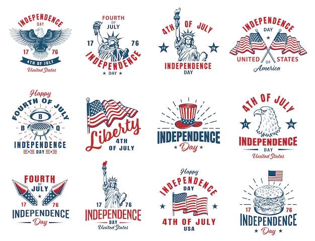 Free Vector | Set of 4th july emblem