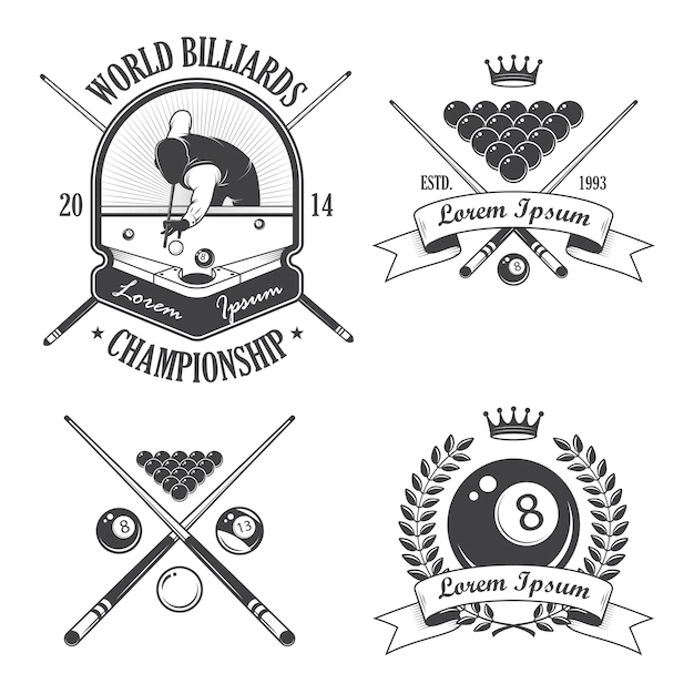 Free Vector | Set of billiards emblems labels and designed elements