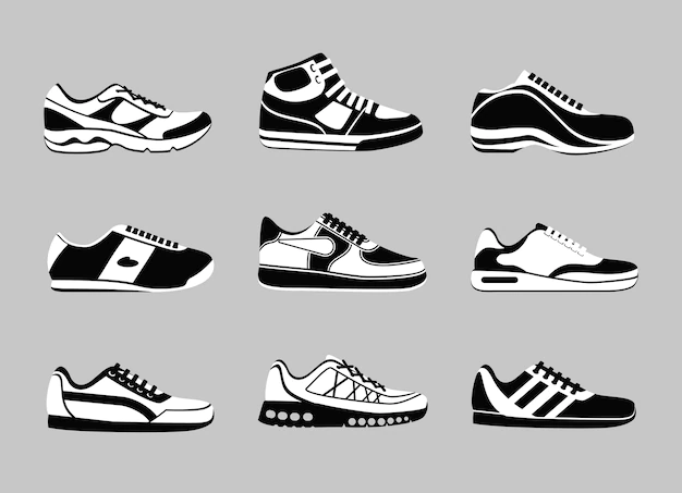 Free Vector | Set of black and white sneakers