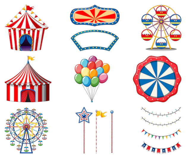Free Vector | Set of circus items