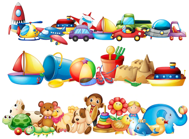 Free Vector | Set of different types of toys