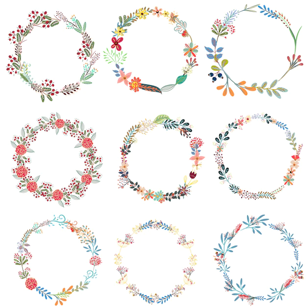 Free Vector | Set of frames from wreath