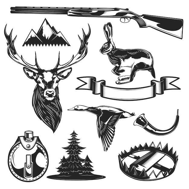 Free Vector | Set of hunting elements