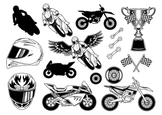 Free Vector | Set of motorcycle elements