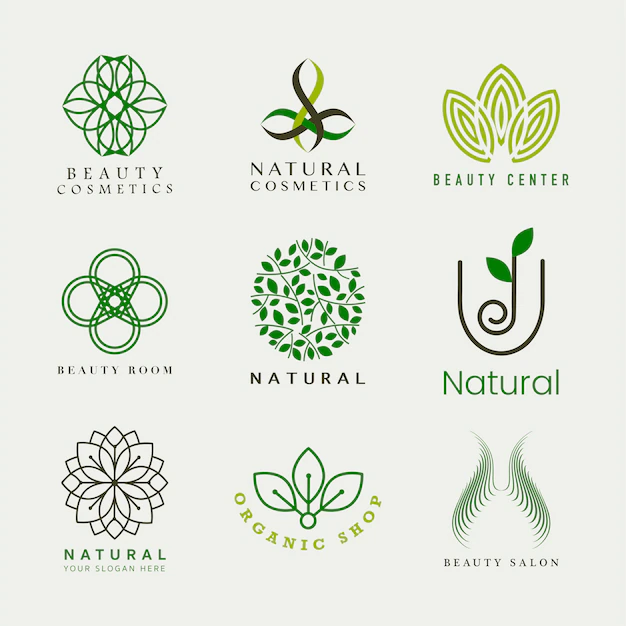 Free Vector | Set of natural cosmetics logo vector