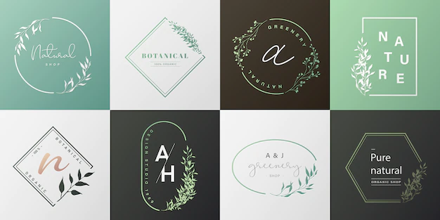 Free Vector | Set of natural logo for branding, corporate identity, packaging and business card.