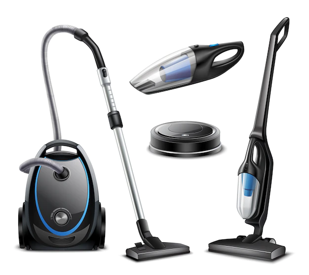 Free Vector | Set of realistic vacuum cleaners of various types