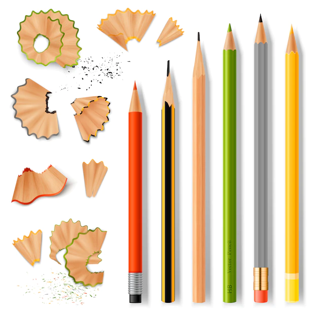 Free Vector | Sharpened wooden pencils and shavings