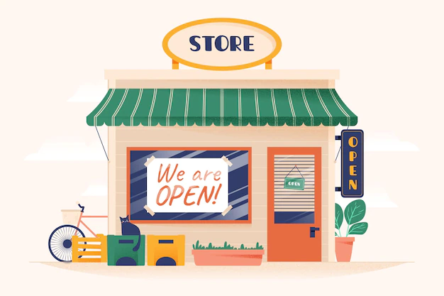 Free Vector | Shop with the sign we are open