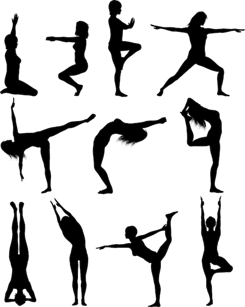 Free Vector | Silhouette of females in various yoga poses
