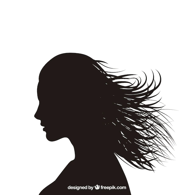 Free Vector | Silhouette of woman with waving hair