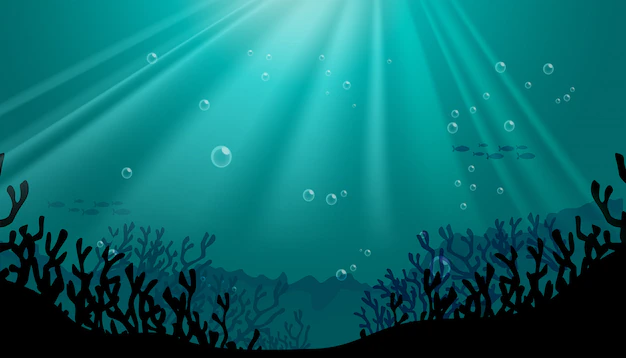 Free Vector | Silhouette underwater scene with coral reef background