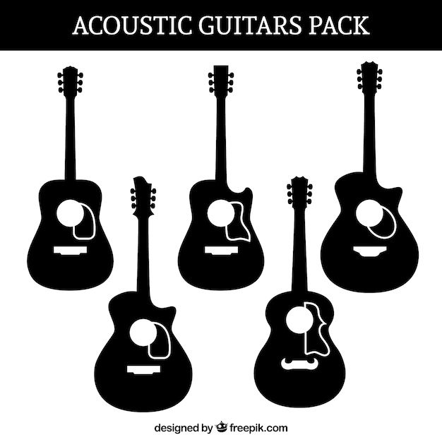 Free Vector | Silhouettes set of acoustic guitars