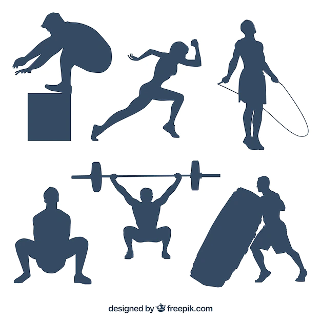 Free Vector | Silhouettes set of people doing crossfit