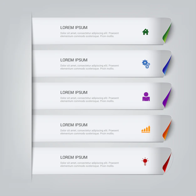 Free Vector | Simple multicolor sticky line steps infographics  template.