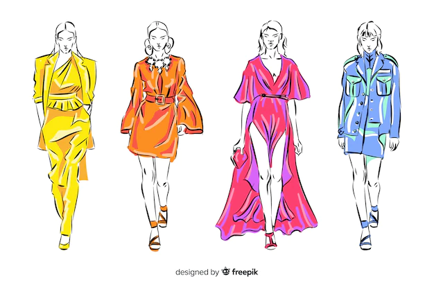 Free Vector | Sketch collection of fashion models