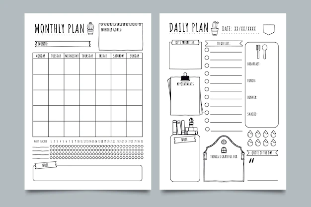 Free Vector | Sketchy bullet journal planner template