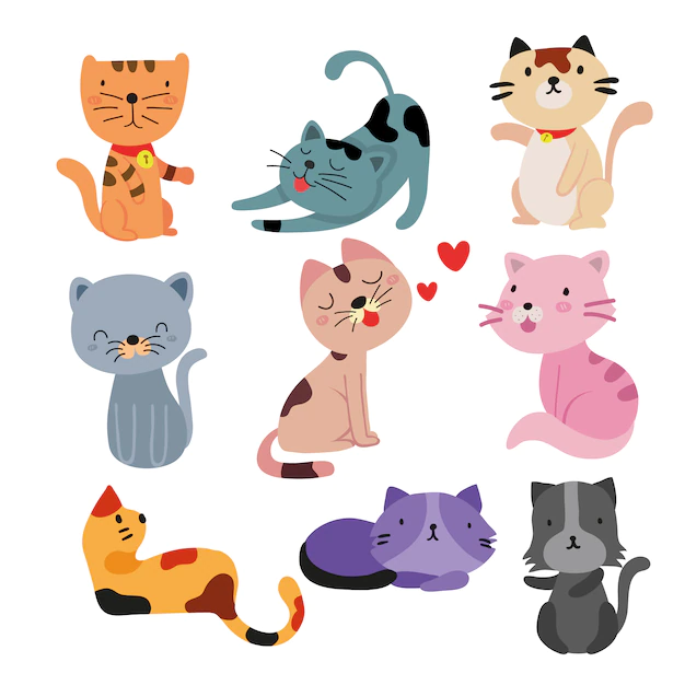 Free Vector | Smiling cats collection