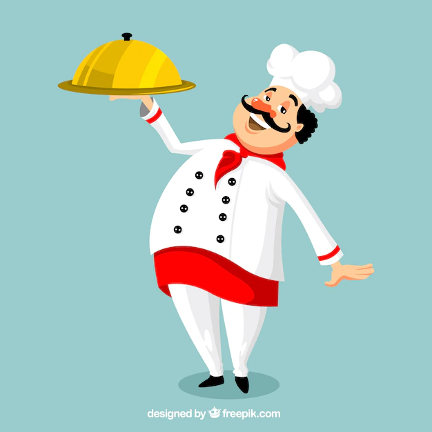 Free Vector | Smiling chef with tray