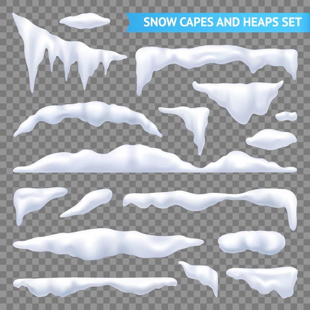 Free Vector | Snow capes and piles transparent set