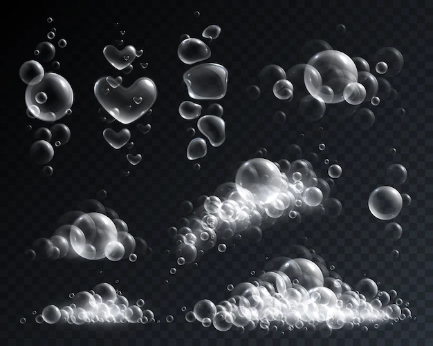 Free Vector | Soap foam and bubbles of different shape realistic set isolated on transparent