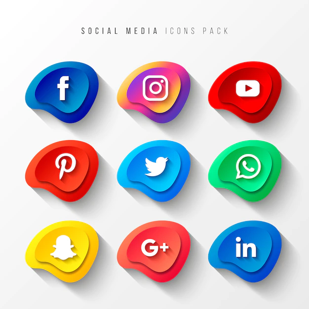Free Vector | Social media icons pack 3d button effect