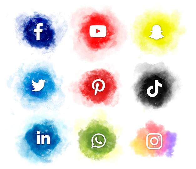 Free Vector | Social media icons with watercolor