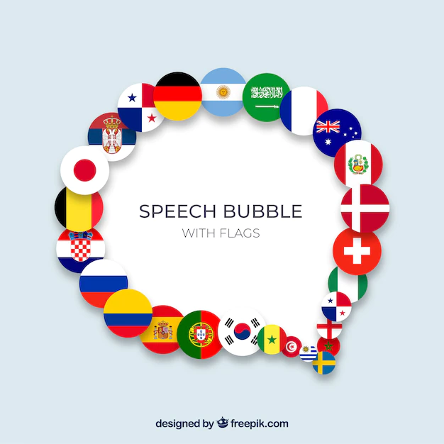 Free Vector | Speech bubble composition with flags