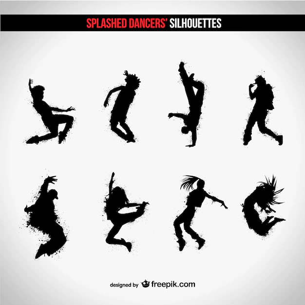 Free Vector | Splashed dancers silhouettes