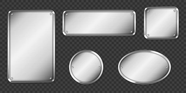 Free Vector | Steel or silver plates, name plaques empty mockup.