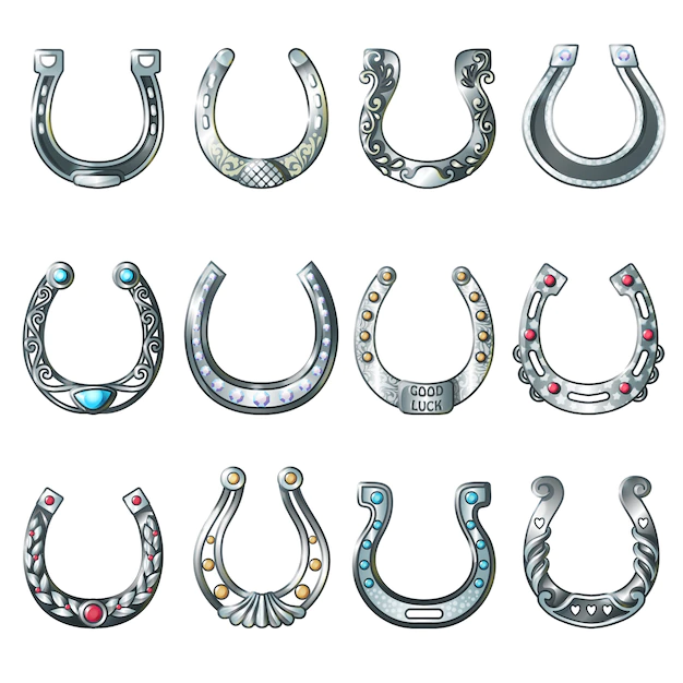 Free Vector | Steel ornate horseshoes collection