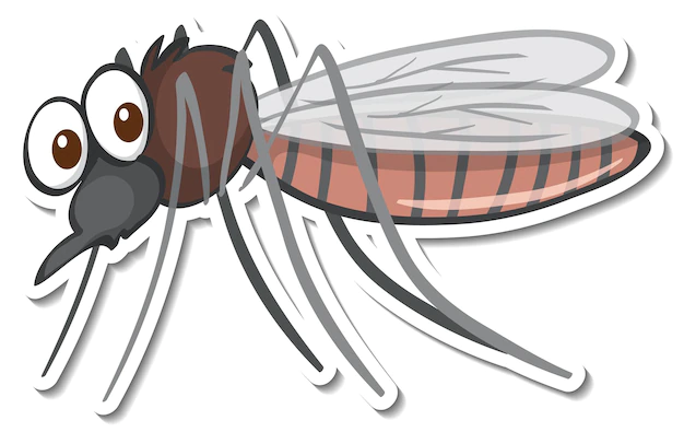 Free Vector | Sticker design with a mosquito cartoon character isolated