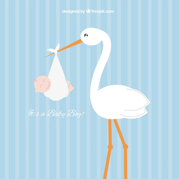 Free Vector | Stork with a baby boy