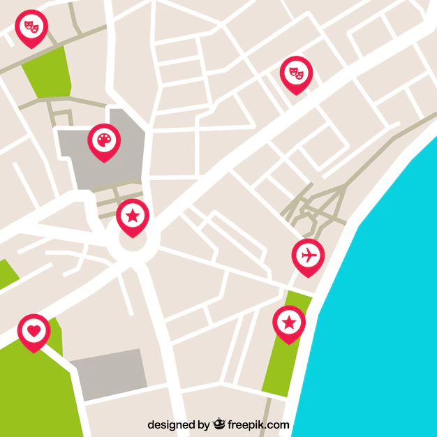 Free Vector | Street map with pins