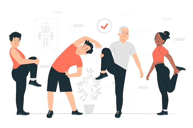 Free Vector | Stretching exercises concept illustration