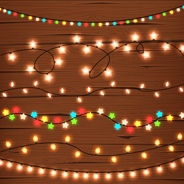 Free Vector | String lights on wooden wall