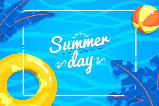 Free Vector | Summer background with beach ball and leaves