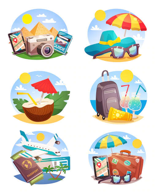 Free Vector | Summer holiday compositions set