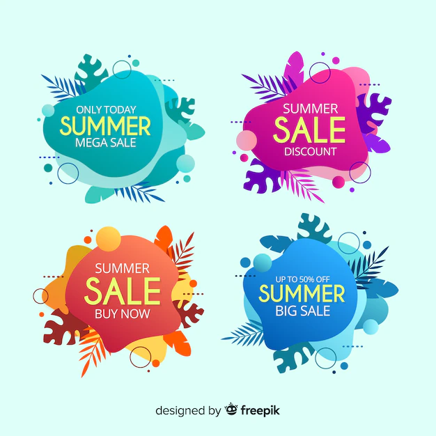 Free Vector | Summer sale liquid colorful banner collection