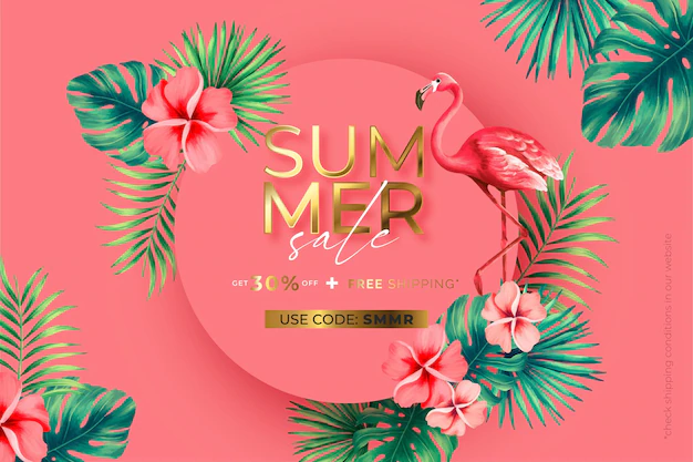 Free Vector | Summer sale tropical banner with tropical nature