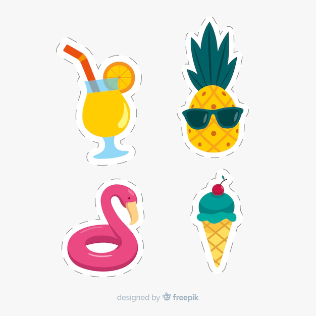 Free Vector | Summer sticker collection