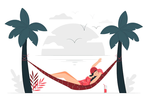 Free Vector | Sunbathe in a hammock concept illustration